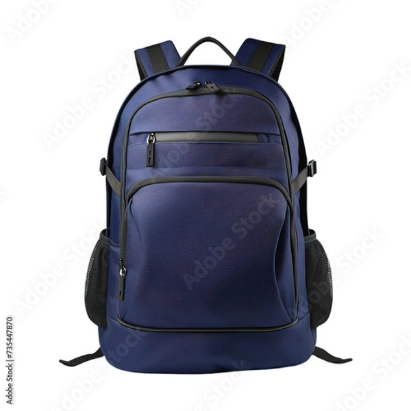 Obraz Navy Blue back pack bag on transparent background