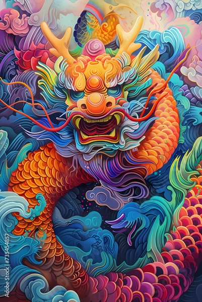 Fototapeta chinese dragon multicolor
