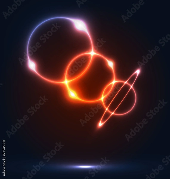 Fototapeta Colorful round bubbles with light effects, abstract background