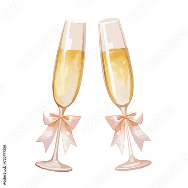 Obraz 水彩で描いたシャンパンのイラスト
