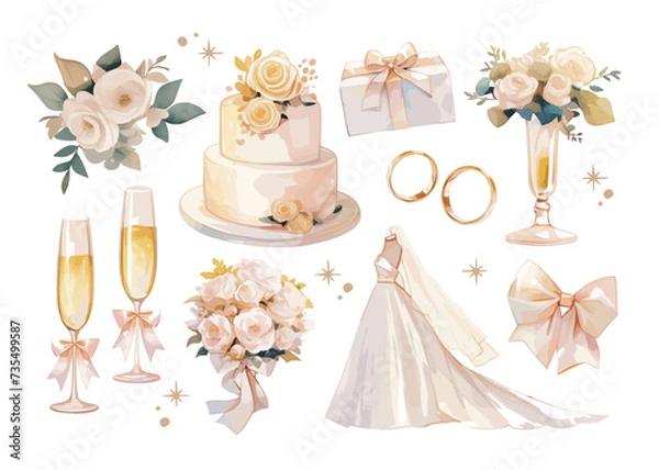 Obraz 水彩で描いたウェディングのイラスト
