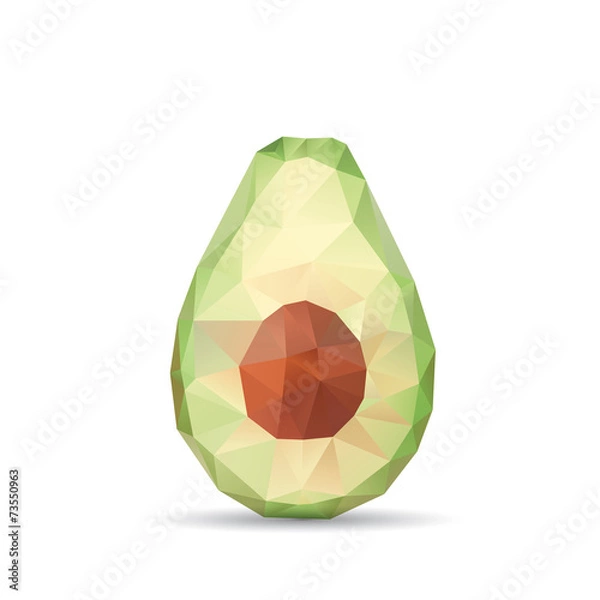 Fototapeta Illustration of geometric polygonal avocado isolated on white ba
