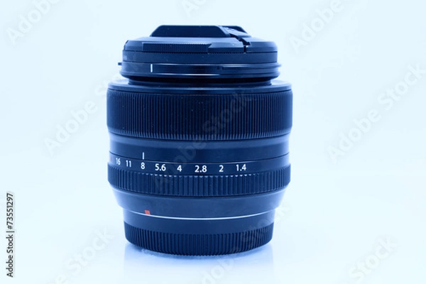Obraz Black camera lens isolated on white background