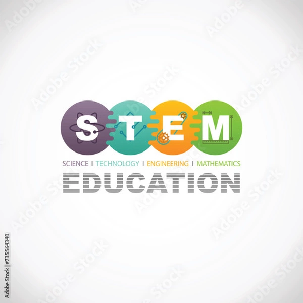 Obraz STEM Education Concept Logo. Science Technology Engineering Mathematics.