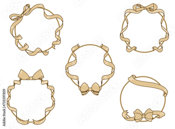 Obraz 手描きのアンティークなリボンフレーム
