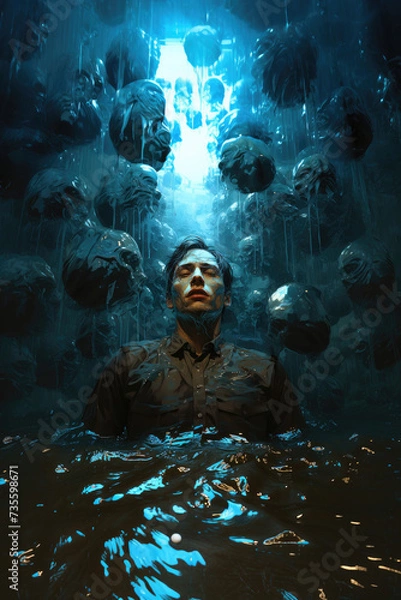 Obraz inner darkness drowning in emotions overwhelmed by inner demons