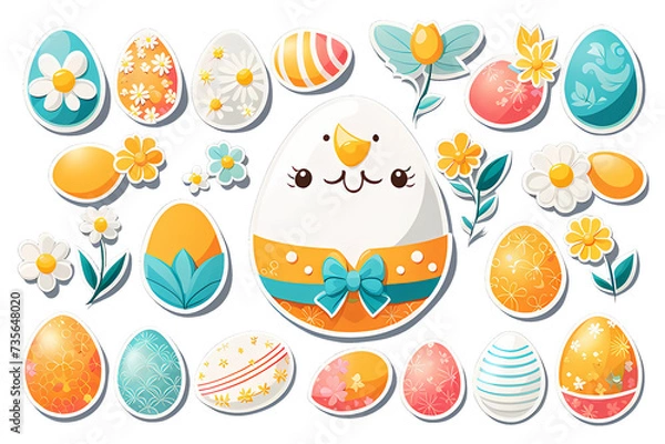 Fototapeta Happy easter day sticker