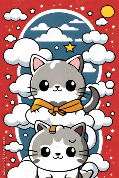 Fototapeta cute cats, Generative AI