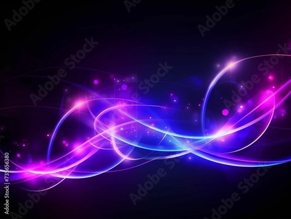 Obraz Glowing Power Neon Waves Background. Generative AI