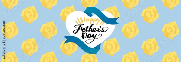 Fototapeta 父の日の黄色いバラの花のベクターPOP