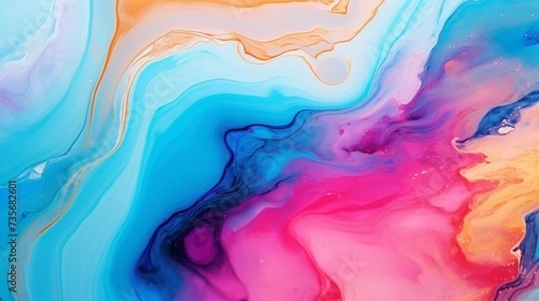 Fototapeta Alcohol ink colors translucent. Abstract multicolored marble texture background. Design wrapping paper, wallpaper. Mixing acrylic paints. Modern fluid art.