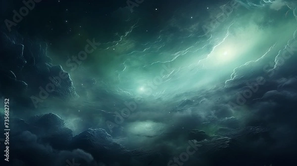 Fototapeta An atmospheric fantasy concept. Of glowing alien clouds in a space.