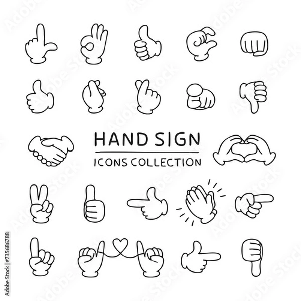 Fototapeta ハンドサインのアイコンセット