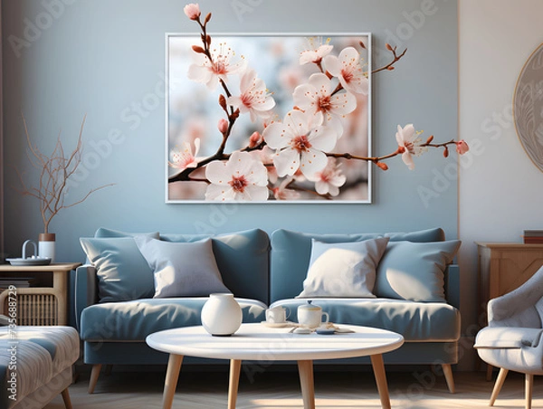 Fototapeta fresh sakura blossom with sun light in sun light in soft autumn
