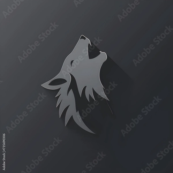 Obraz A logo illustration of a majestic wolf baying at the moon. Created with generative AI.