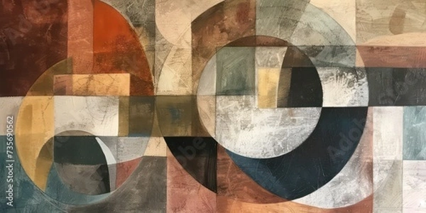 Fototapeta Vintage  charcoal painting circular style, with delicate hues blending in circular formations.