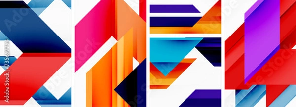 Fototapeta Bright colorful geometric abstract poster background set