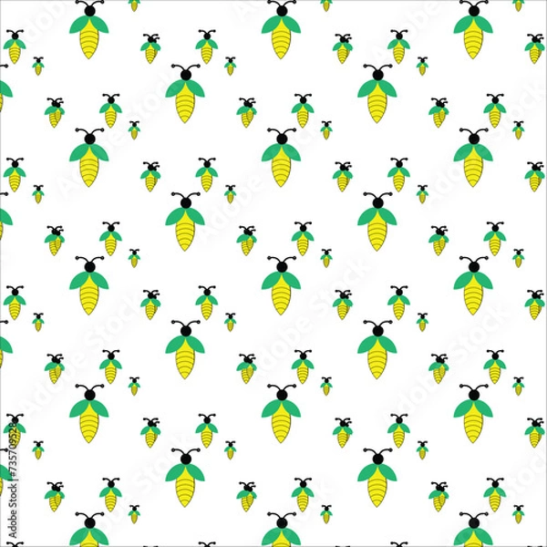 Obraz Cartoon bee pattern. Bee flying. Vector illustration