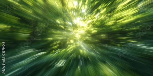 Fototapeta Blurred abstract motion background depth, lush green tones.
