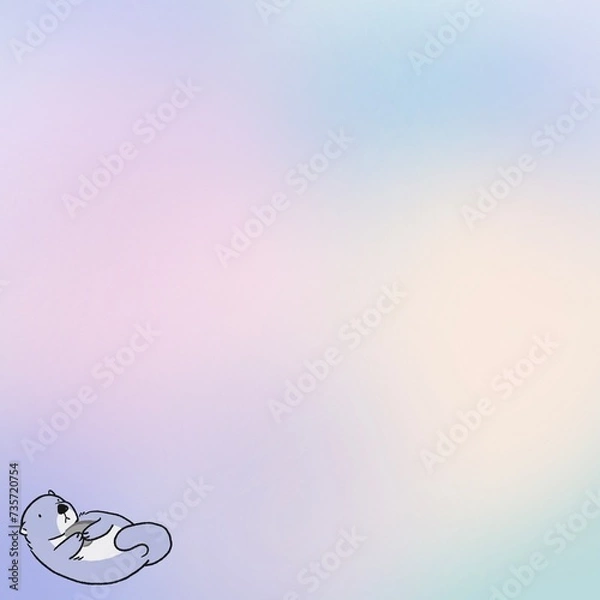 Fototapeta gradient background with tiny otter