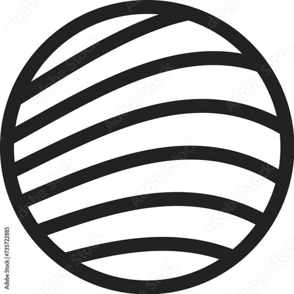 Fototapeta  Round Simple Black Line Logo Template