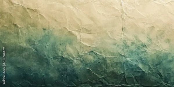 Fototapeta Soft green and beige Kraft Paper texture background with light, subtle hues, tranquil and calming aesthetic.