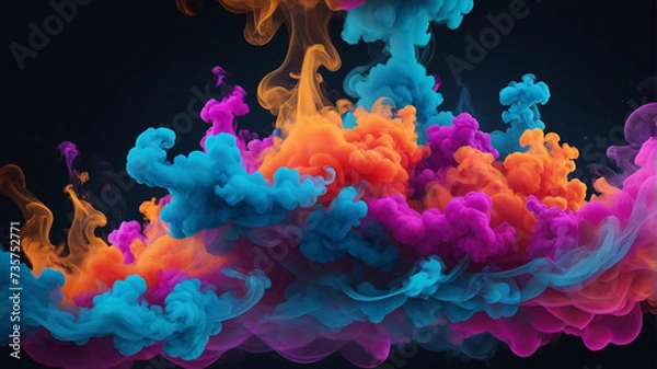 Obraz Colorful smoke clouds on black background