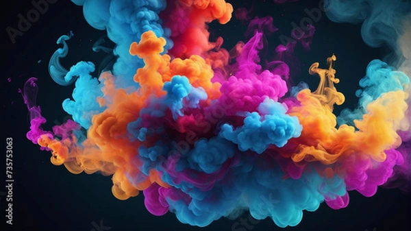 Obraz Colorful smoke clouds on black background