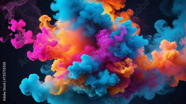 Obraz Colorful smoke clouds on black background
