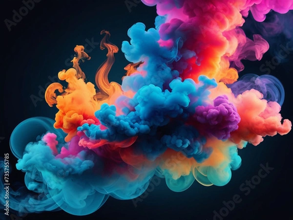 Obraz Colorful smoke clouds on black background