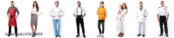 Obraz different people of all ages pose isolated on a white background