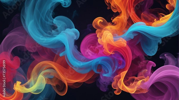 Obraz Colorful smoke clouds on black background