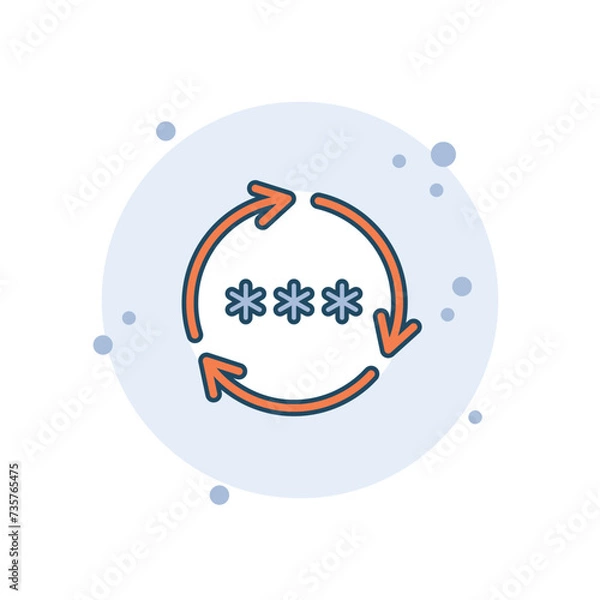 Fototapeta Cartoon reset password icon vector illustration. Update on bubbles background. Change password sign concept.