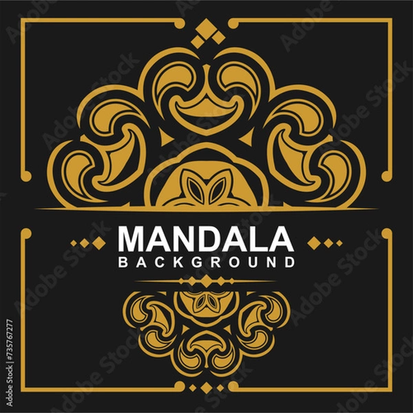 Obraz Golden frame with mandala art background
