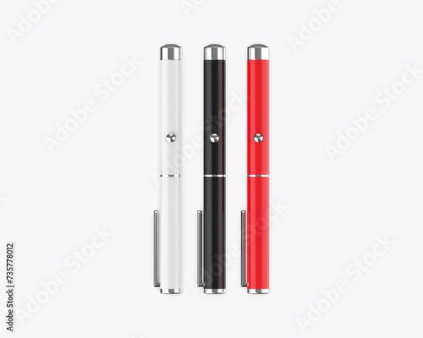 Fototapeta Blank laser pointer pen ready for your design and branding mockup template isolated on white background, 3d illustration.