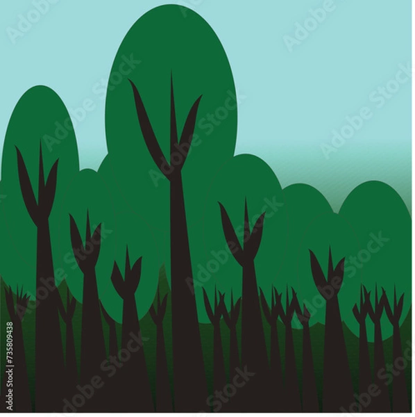 Fototapeta vector cartoon tree forest 