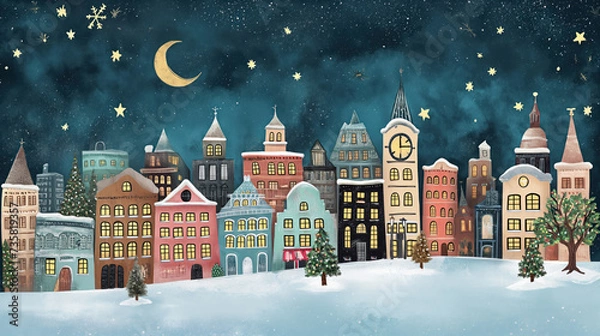 Fototapeta christmas night in the city