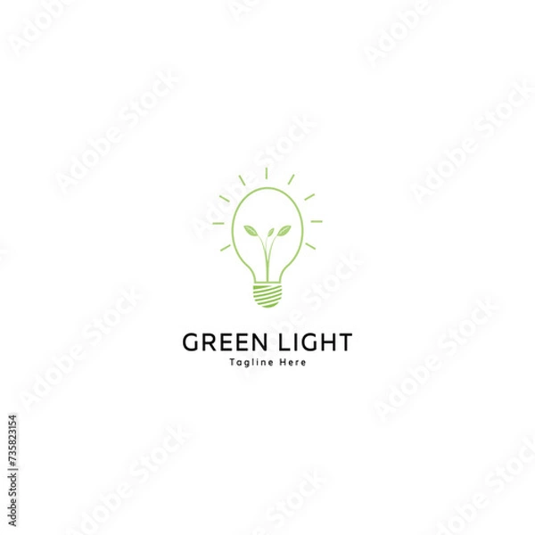 Fototapeta green light bulb logo vector
