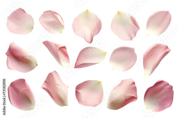 Fototapeta elegant collection of soft pink flower petals isolated on a white or transparent background 