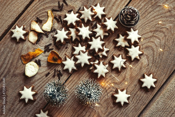 Fototapeta Christmas gingerbread on a wooden table