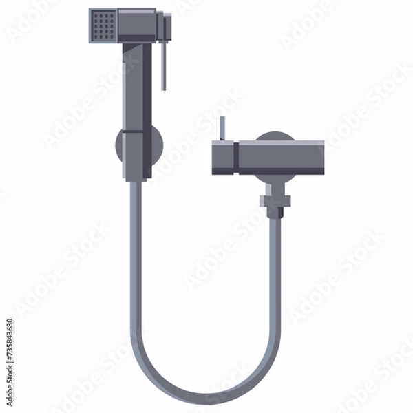 Fototapeta Mat black handheld bidet sprayer vector cartoon illustration isolated on a white background.