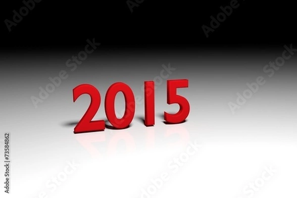 Fototapeta Neujahr 2015 rot mit schwarzem Hintergrund 3d