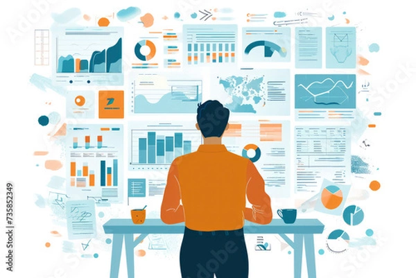 Fototapeta Gather Information: Collect relevant data and information to inform your planning process