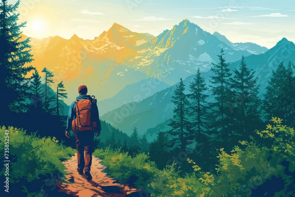 Fototapeta Hiking/Walking: Trail Research: Know the terrain and trail conditions before setting ou