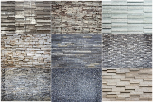 Fototapeta Set of Natural stone wall texture for background