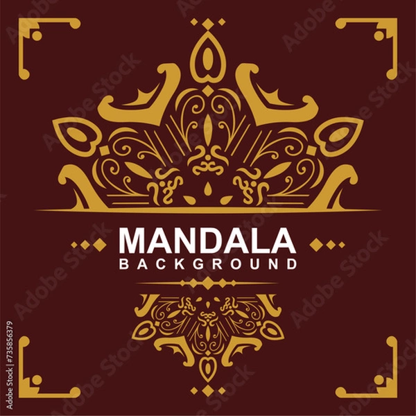 Obraz Golden frame with mandala art background