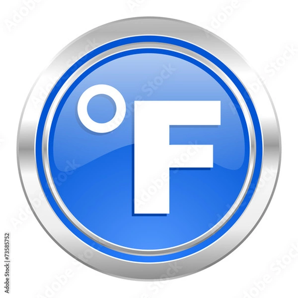 Obraz fahrenheit icon, blue button, temperature unit sign
