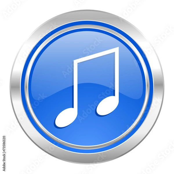 Fototapeta music icon, blue button, note sign