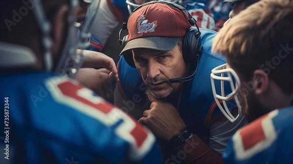 Fototapeta Brotherhood Forged in Sweat and Spirit: Coach's Speech Unites Team for Glory, generative AI
