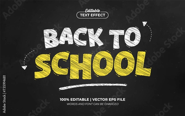 Obraz Back To School Chalk On Blackboard Editable Text Effect Template Style Premium Vector